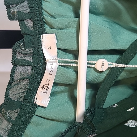 Chiffon Dress Linging V Neck Ruffle Elastic Waist Long Lantern Sleeve CupShe - Picture 3 of 5